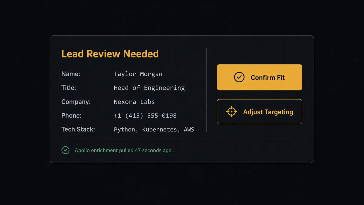 A dark Slack-style approval card on a dark background