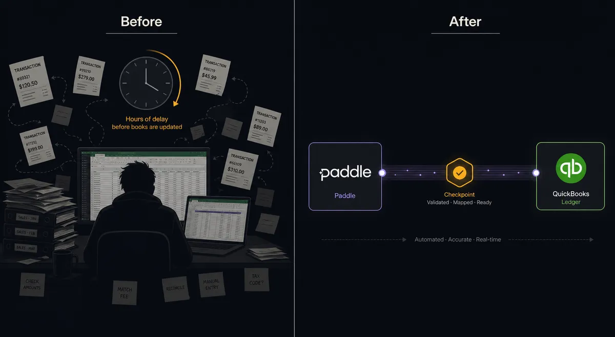 A split-panel dark illustration