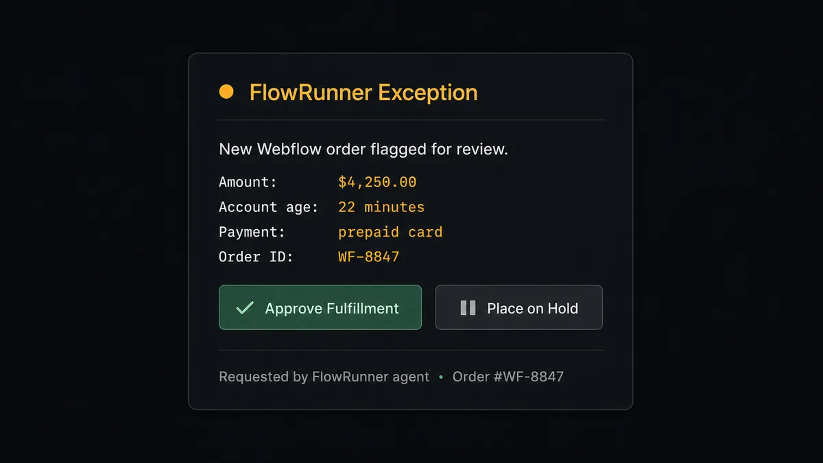 A dark Slack-style notification card on a #0C0E12 background